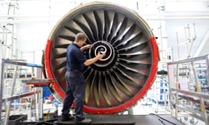 Worker at Rolls-Royce aircraft engine factory