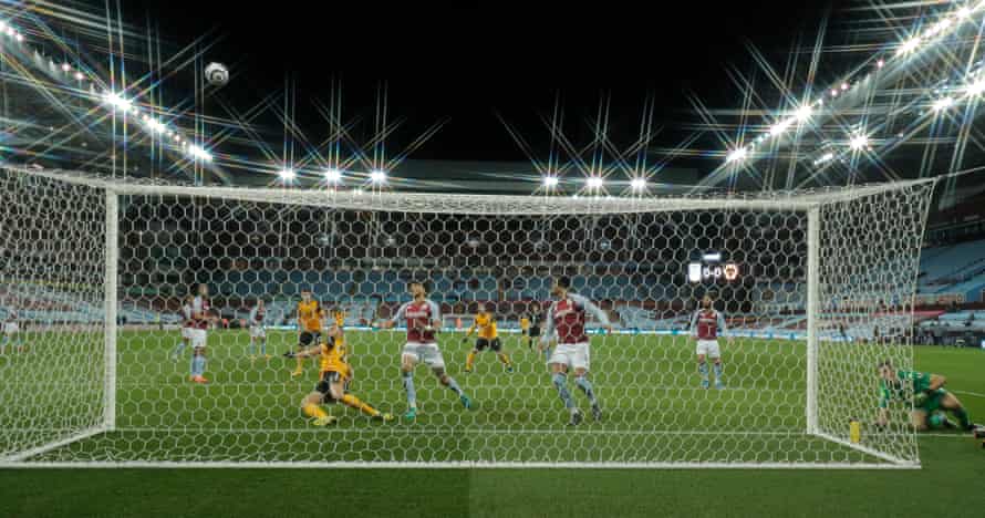 Romain Saiss blasts over when it was easier to score.