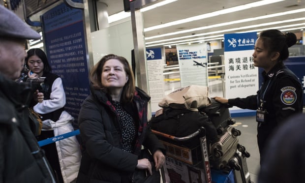 Ursula Gauthier at Beijing airport after her expulsion from China