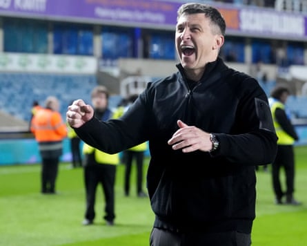 Sergej Jakirovic celebrates after the Championship play off semi-final second leg match between Millwall and Hull