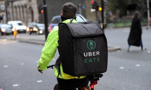 An UberEats bicycle courier in London. The company has faced scrutiny in the past over its commitment to customer safety. 