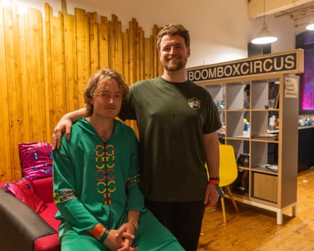 Two men backstage at a club night