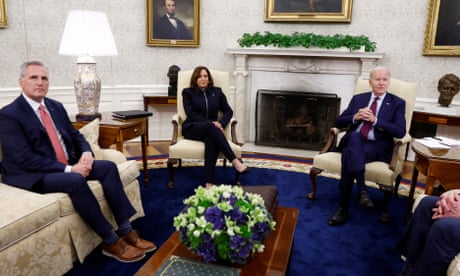 Joe Biden with Kamala Harris and Kevin McCarthy at the White House on Tuesday.