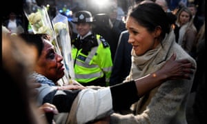 Meghan Markle meets trader Sandra Wiltshire during the royal couple’s visit to Brixton in January this year.