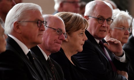 Steinmeier, Lammert, Merkel and Kauder at memorial service