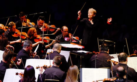 Marin Alsop conducting the strings of the São Paulo Symphony Orchestra at the Royal Albert Hall last week
