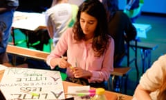 Craftivist at work: a young woman prepares for a Get Crafty for Our Climate event.
