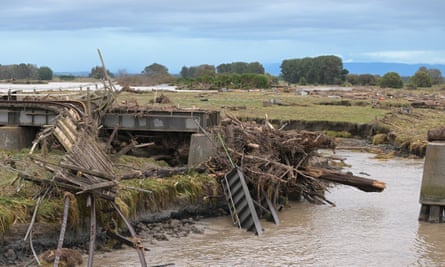 A damaged railway line in Awatoto, near Napier, Hawke’s Bay.