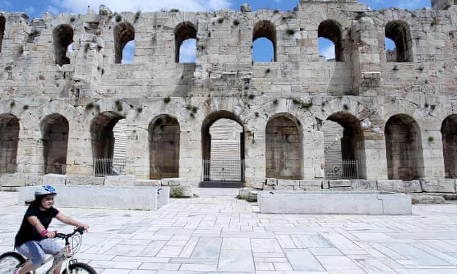 The Odeon of Herodes Atticus, on the south-west slope of the Acropolis, on 7 May 2020.