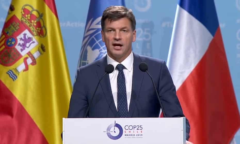 Australia’s energy and emissions reduction minister Angus Taylor speaks at the COP25 UN climate talks in Madrid. 