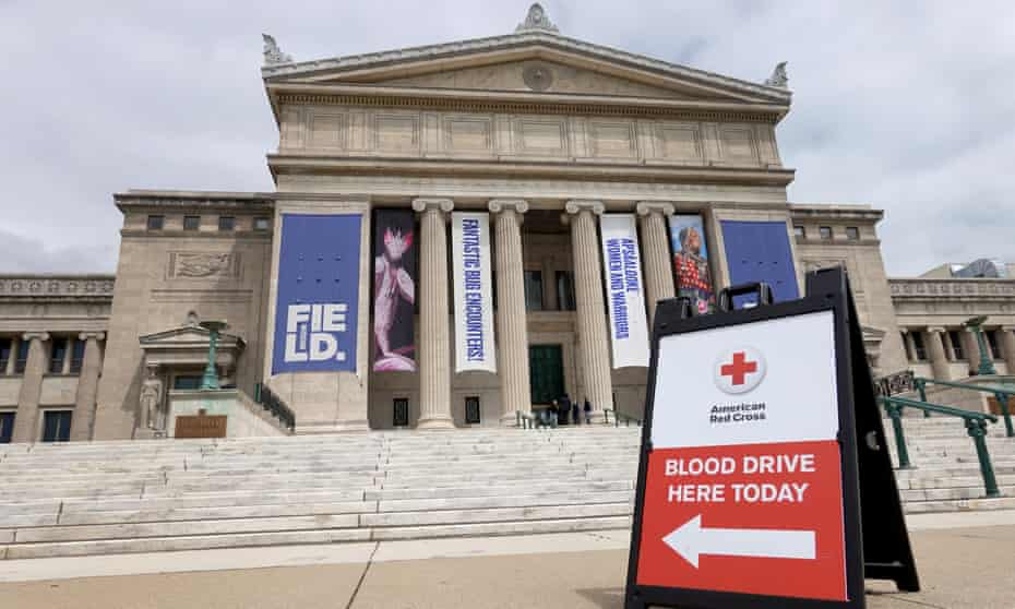 The Field Museum of Natural History, Chicago, hosts an American Red Cross blood drive on May 11 2020.