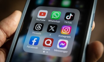 Social media app icons on a phone screen