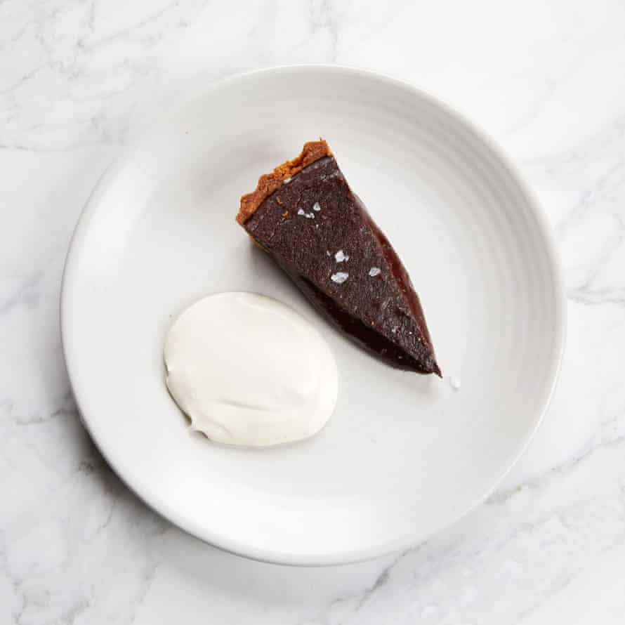 The Light Bar’s Simon Hopkinson dark chocolate tart with infused cream and sea salt.