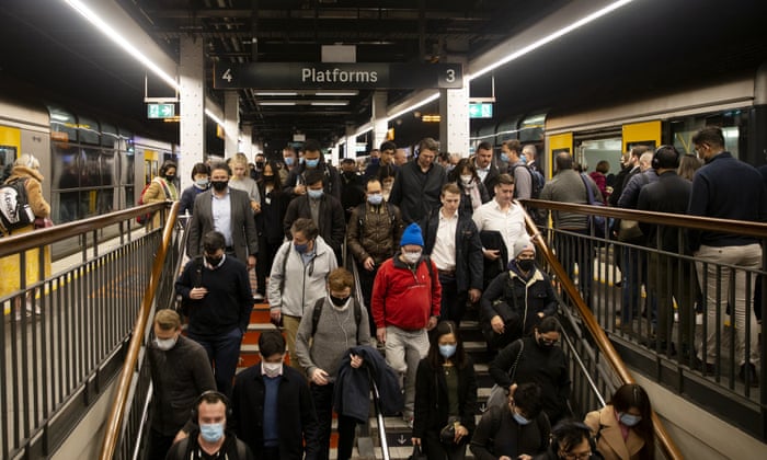 Commuters at Wynyard train station in Sydney