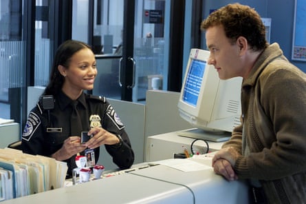 Zoe Saldana and Tom Hanks in The Terminal.