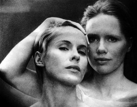 Bibi Andersson, left, with Liv Ullmann on the set of Ingmar Bergman’s Persona, 1966.
