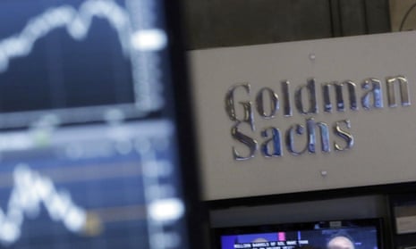 Goldman Sachs sign on trading floor of New York Stock Exchange