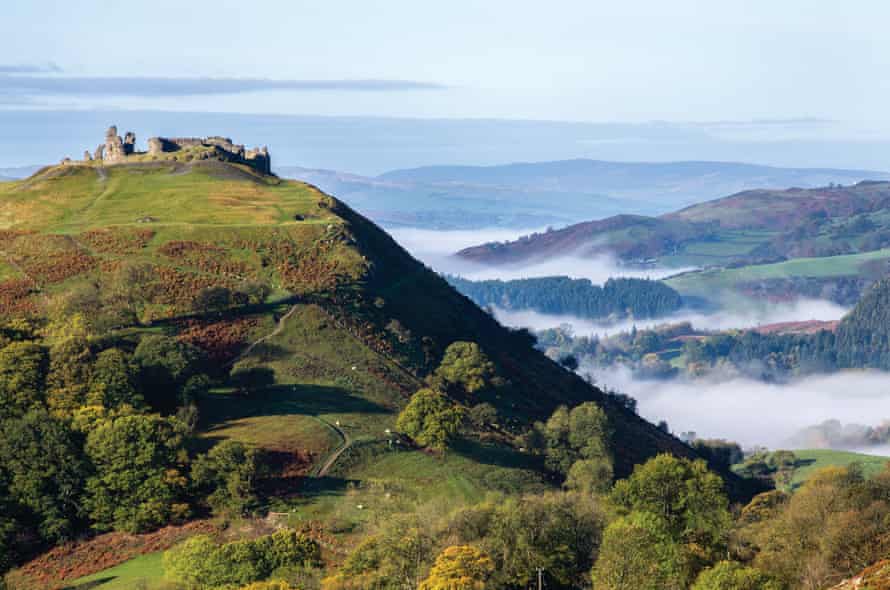 View of Castell Dinas Brân, Llangollen, Denbighshire, Wales, UK.