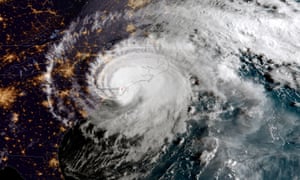 In this NOAA satellite handout image captured at 7:45 a.m. ET, shows Hurricane Florence as it made landfall near Wrightsville Beach, North Carolina.