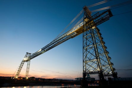 The Newport Transporter Bridge pictured at dusk