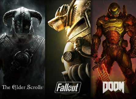 Bethesda games ... The Elder Scrolls, Fallout and Doom.