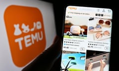 a temu logo and smartphone screenshot of its online marketplace