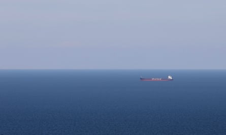 A vessel sails towards the Ukrainian Black Sea port of Pivdennyi, amid the Russian invasion of Ukraine.