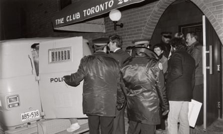 Police raid the Club bathhoue in Toronto on 6 February 1981.