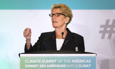 Ontario premier Kathleen Wynne speaks at the Climate Summit of the Americas in Toronto.