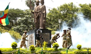 Police fire tear gas to disperse protesters during the Oromo festival of Irreecha, in Bishoftu, Ethiopia, in October, 2016