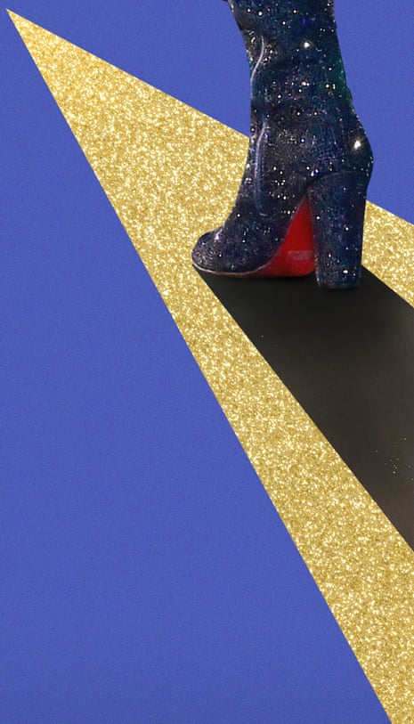 A close-up of a shimmery boot.