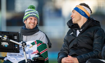 Kevin Sinfield with Rob Burrow after completing his Extra Mile Challenge of running 101 miles in under 24 hours.