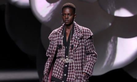A model walks the runway during the Chanel womenswear fall/winter 2023-2024 show at Paris fashion week.
