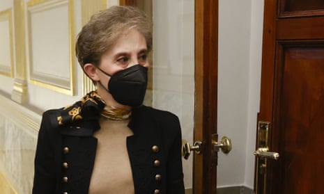 The Spanish intelligence agency’s director, Paz Esteban, arriving to give her testimony to the official secrets committee.