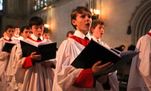 Members of King’s College choir prepare for a final rehearsal before the recording of their famous A Festival of Nine Lessons and Carols service.