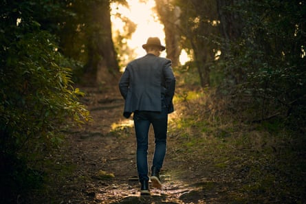 Children’s author Andy Griffiths walks through parkland near where he grew up in Vermont in Melbourne’s eastern suburbs, Australia.