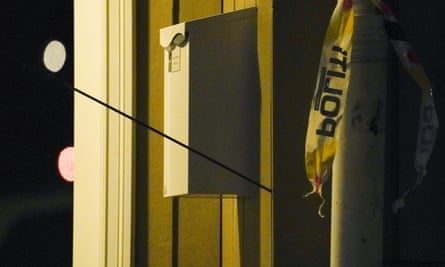An arrow is seen in the wall after an attack in Kongsberg