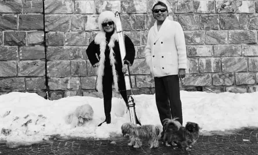 Richard Burton and Liz Taylor on a winter sports holiday.