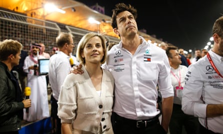 Toto and Susie Wolff look on during the 2019 Bahrain Grand Prix