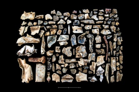 Fragments of the material recovered