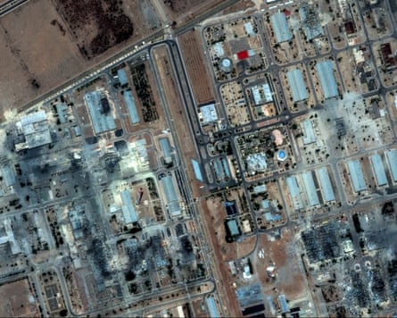 Satellite image of damage to a nuclear enrichment facility