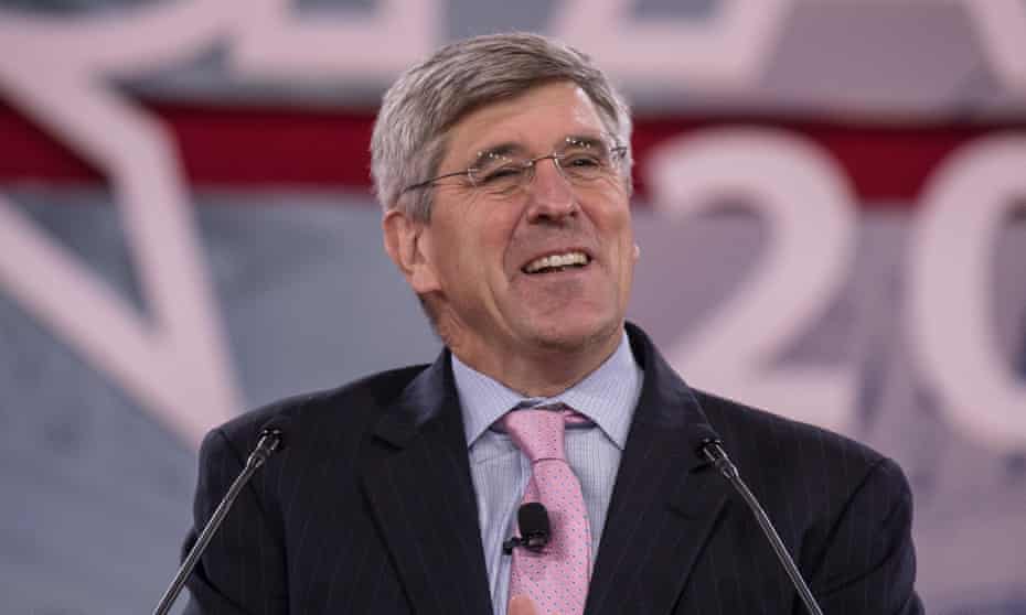 Stephen Moore in 2018. In a divorce filing in 2010, he was accused of inflicting ‘emotional and psychological abuse’ on his ex-wife throughout their 20-year marriage.