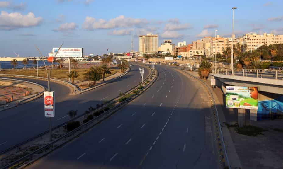 Empty roads in Tripoli, where the government has imposed lockdown measures against coronavirus.