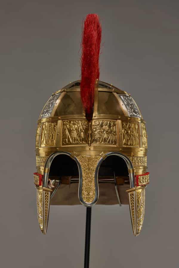 A replica gold helmet