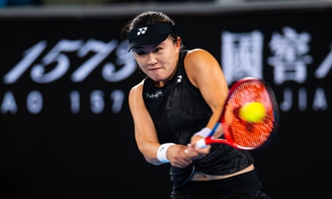 Lin Zhu in action against Maria Sakkari during their third round match.