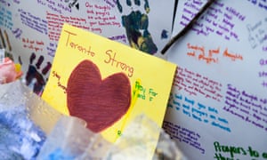 A tribute left to the victims of the Toronto van attack