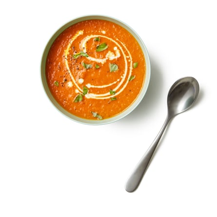 Felicity Cloake’s tomato soup. 8. Stir in vinegar and creme fraiche. Reheat the soup if serving immediately; if not, leave to cool, then refrigerate, if necessary. Stir in the vinegar (if using red- or white-wine vinegar, add to taste, because they lack the sweetness of balsamic) and creme fraiche; if you’re keeping this plant-based, substitute vegan cream or a glug of extra olive oil instead.9 Season, garnish and serveCheck the seasoning and adjust with salt or a little more sugar, if required. Divide between bowls and tear the basil leaves over the top. Finish with a drizzle of olive oil or an extra swirl of creme fraiche; tomato soup is also very good with freshly made pesto, a little grated cheese or some smoky chilli sauce or chilli oil on top.