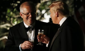 Australian prime minister Scott Morrison attends a state dinner at the White House with US president Donald Trump.