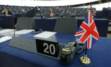 Desk of Nigel Farage at the European parliament in Strasbourg