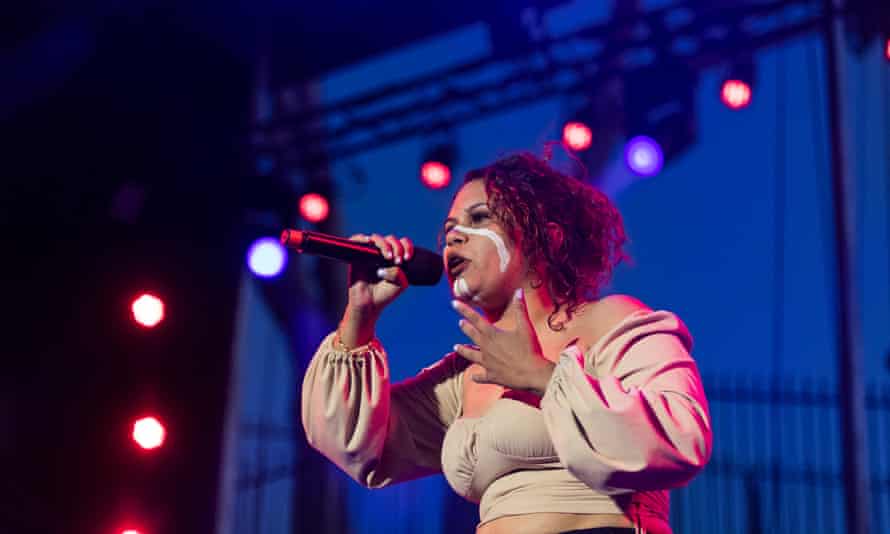 Barkaa performs in the Sydney Opera House forecourt in April